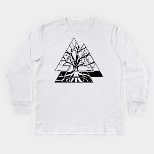 Valknut Symbol and Tree of life  -Yggdrasil Kids Long Sleeve T-Shirt